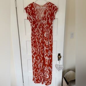 Burnt orange Aztec print maxi dress